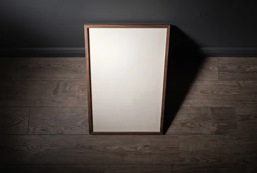 Blank Walnut Picture Frame Leaning Against Wall