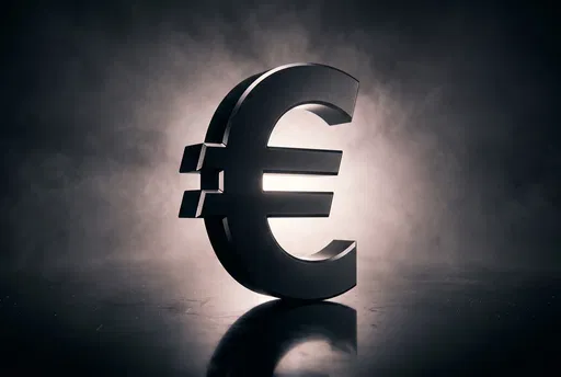 Black Metal Euro Symbol With Backlit Haze