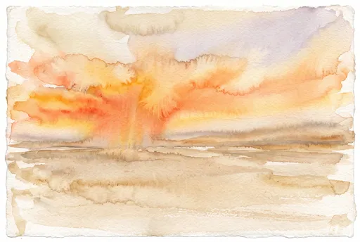 Warm Watercolor Sunset Landscape Wash