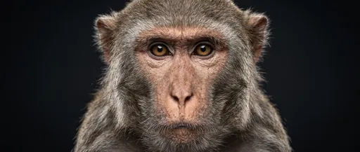 Studio Portrait of Rhesus Macaque