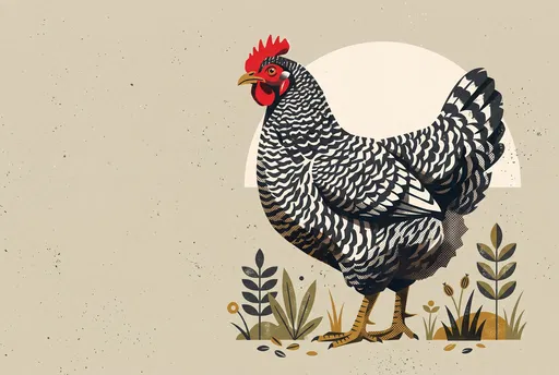 Mid-Century Barred Hen Illustration