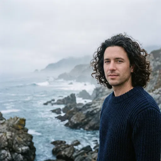 Man with Curly Hair by Coast