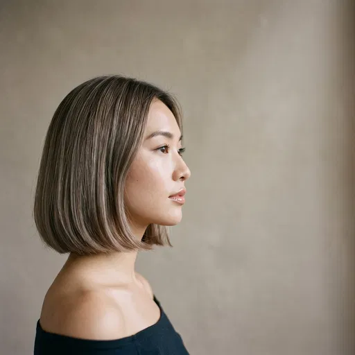 East Asian Woman With Balayage Bob Portrait