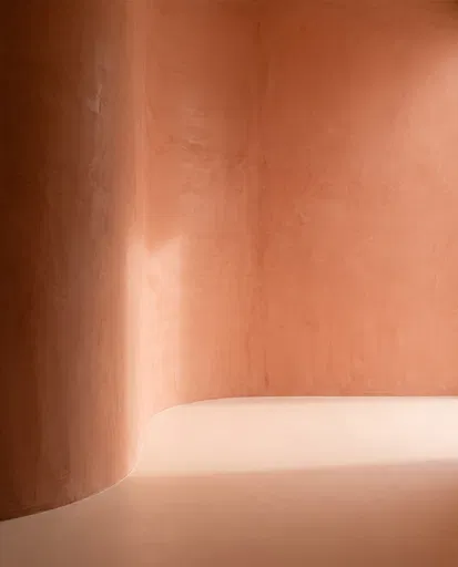 Curved Terracotta Plaster Wall Background