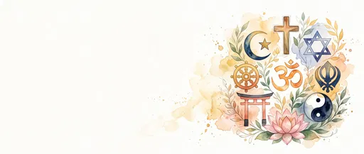 Watercolor World Religious Symbols Banner