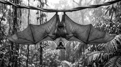 Black and White Flying Fox Hanging