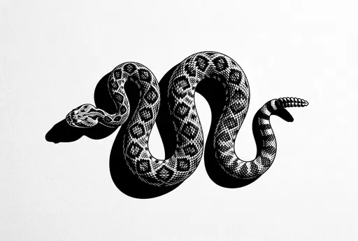 Monochrome Western Diamondback Rattlesnake Illustration