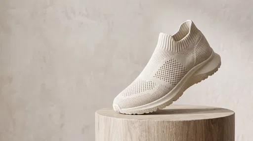 Beige Knit Sock Runner on Wood Pedestal