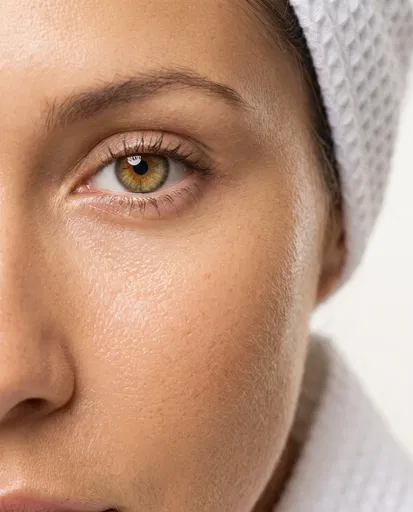Macro Close-Up of Woman's Eye and Skin