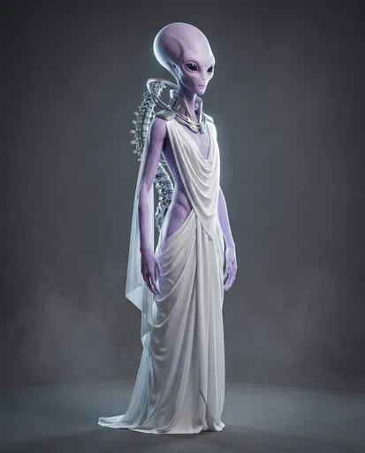 Lavender Alien Diplomat in White Robes