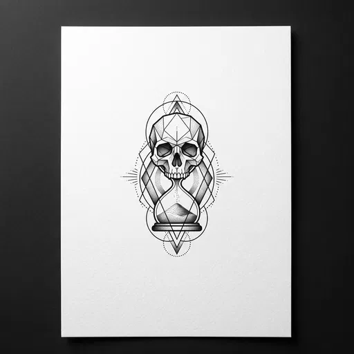 Geometric Skull and Hourglass Tattoo Design