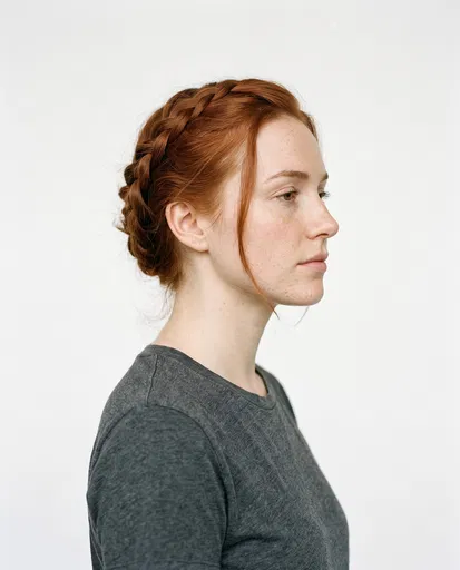 Profile Portrait of Woman With Braided Red Hair