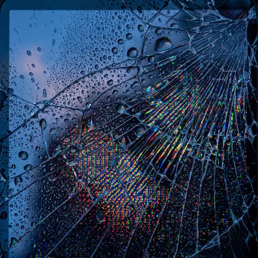 Cracked Wet Screen With RGB Glow