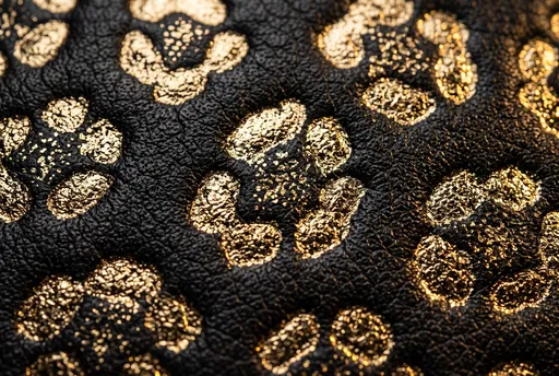 Gold Foil Leopard Print on Black Leather