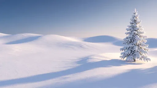 Solitary Frosted Spruce on Snow Dunes