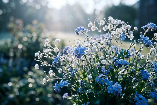 Dewy Forget-Me-Nots in Morning Light