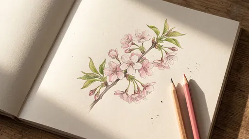 Sakura Blossom Colored Pencil Sketchbook Drawing