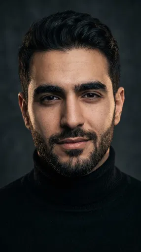 Studio Portrait of Confident Bearded Man