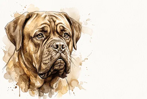 Sepia Watercolor French Mastiff Portrait