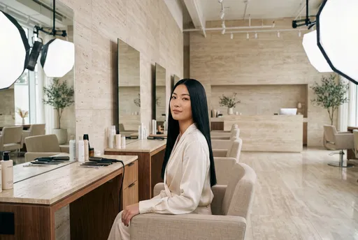 Woman With Sleek Black Hair in Salon