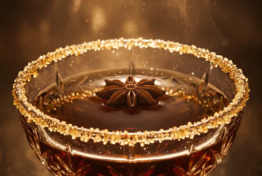 Cocktail with Golden Sugar Rim and Star Anise