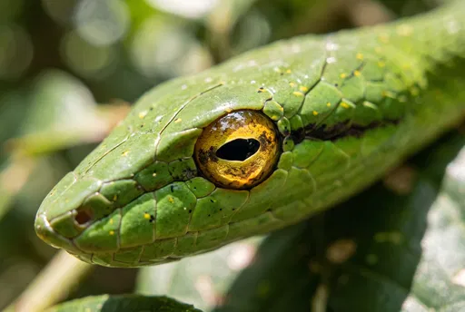 Macro Closeup of Green Vine Snake