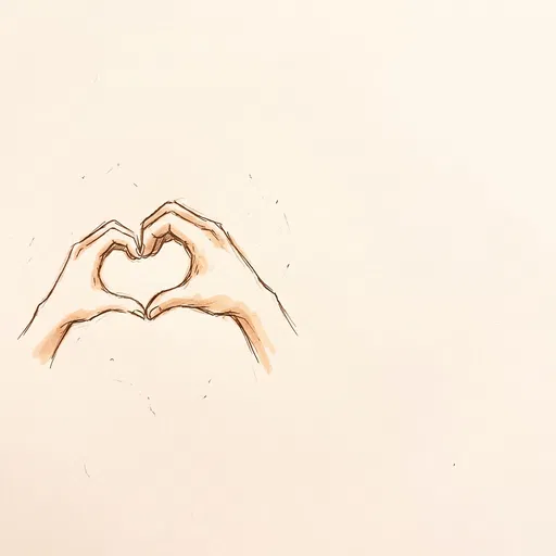 Minimalist Sketch of Hands Making Heart