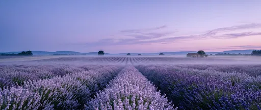 Misty Lavender Fields at Twilight