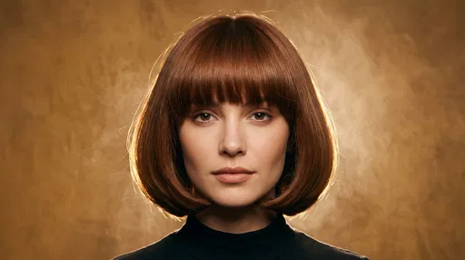Woman With Cinnamon Brown Bob Haircut