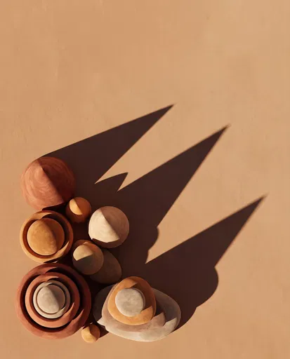 Terracotta Velvet Geometric Shapes With Shadows