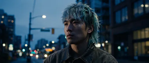 Young Man With Blue Mullet At Twilight