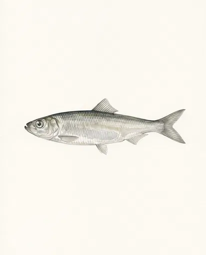 Watercolor Illustration of Atlantic Herring Profile