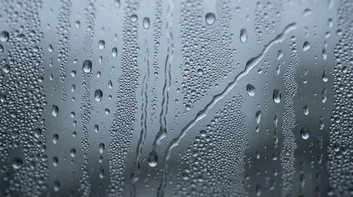 Macro Rain Droplets on Cool Gray Glass