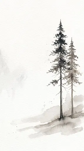 Minimalist Watercolor Pine Trees Illustration