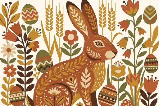 Folk Art Easter Hare Illustration