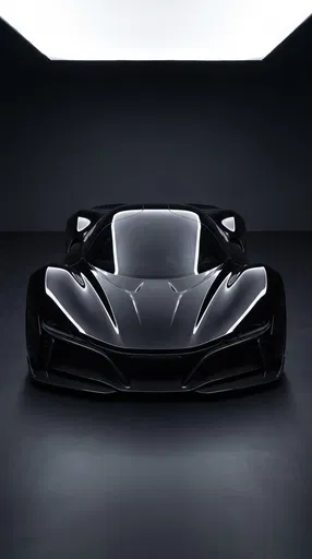 Gloss Black Futuristic Hypercar in Studio