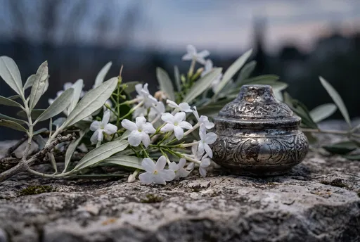 Pewter Vessel With Jasmine and Olive Branches