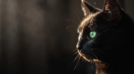 Backlit Black Cat Profile Portrait