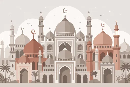 Flat Illustration of Islamic Mosque Skyline