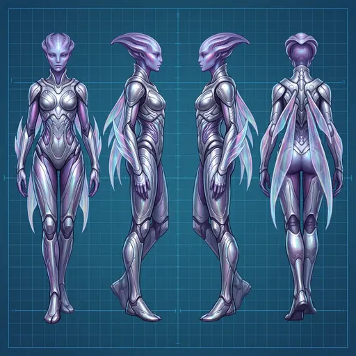 Sci-Fi Alien Character Turnaround Sheet