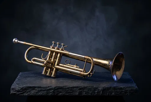 Vintage Brass Trumpet on Dark Slate