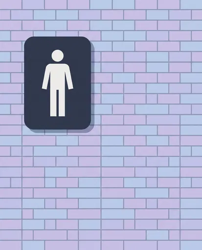 Men's Restroom Sign on Pastel Wall