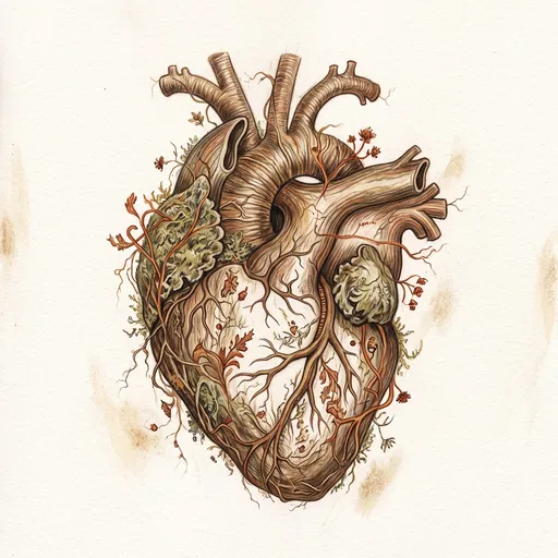 Botanical Root Anatomical Heart Illustration