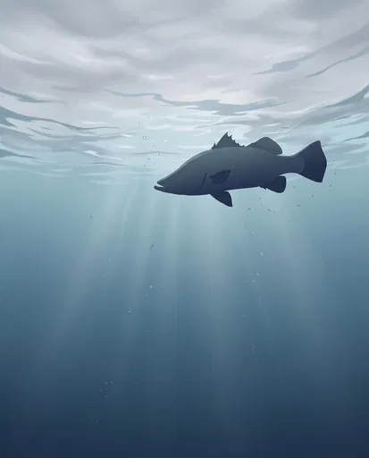 Barramundi Silhouette Underwater Graphic Illustration