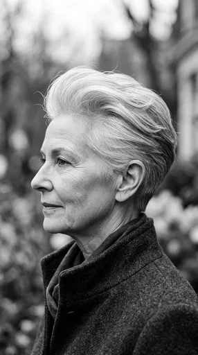 Senior Woman with Silver Pixie Haircut