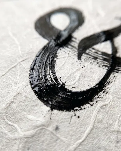 Wet Black Ink Calligraphic Ampersand Macro