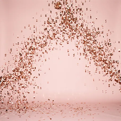 Rose Gold Confetti Arch on Pink Backdrop