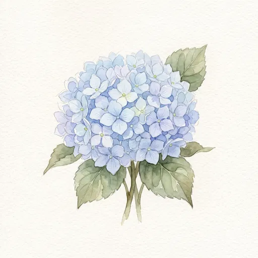Watercolor Blue Hydrangea Blossom Illustration