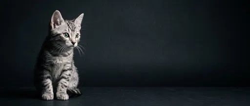 Silver Tabby Kitten Studio Portrait