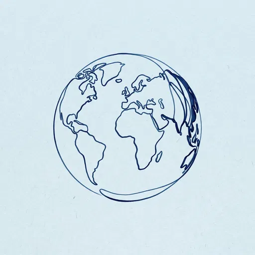 Minimalist Navy Line Drawing of Earth